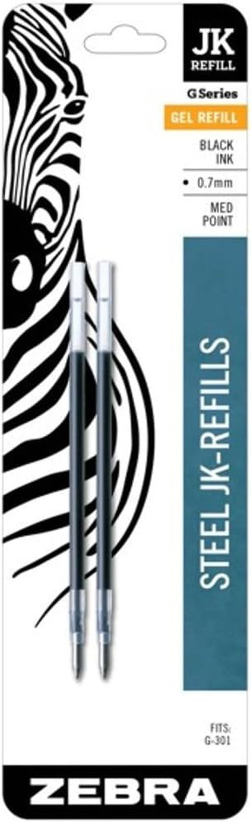 Zebra G-301 Stainless Steel Pen Jk-Refill, Medium Point, 0.7Mm, Black Ink, 2-…