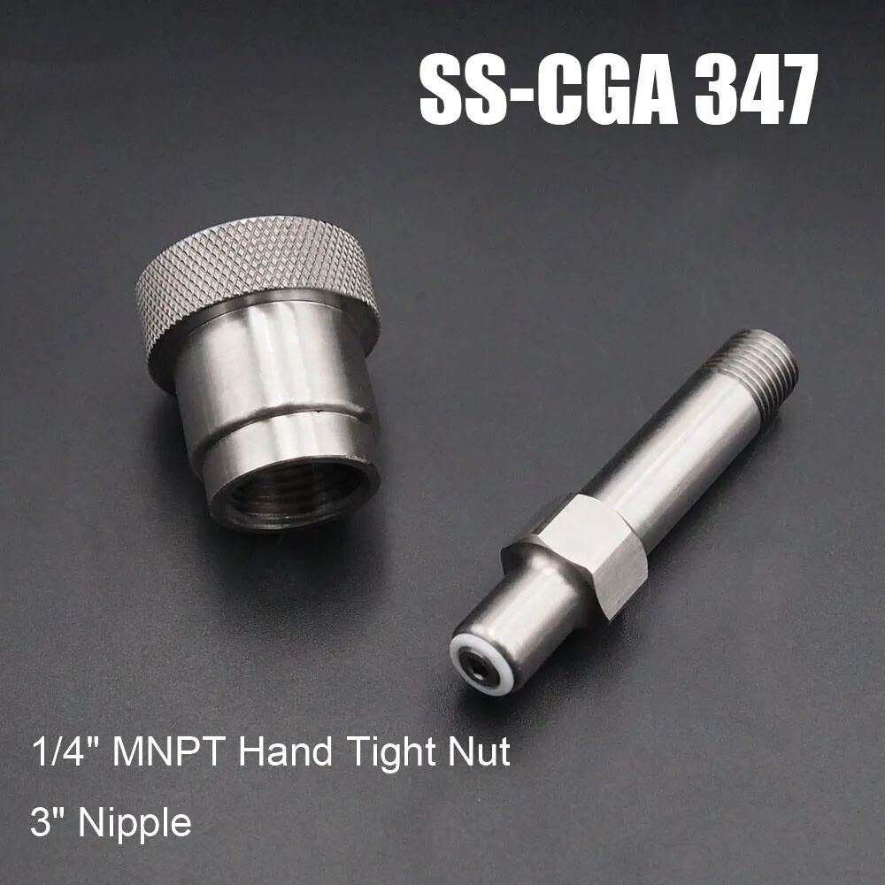 SCBA Firefighting SS-CGA 347 Kit 1/4 In MNPT Hand Tight Nut And 3 Inch Nipple US