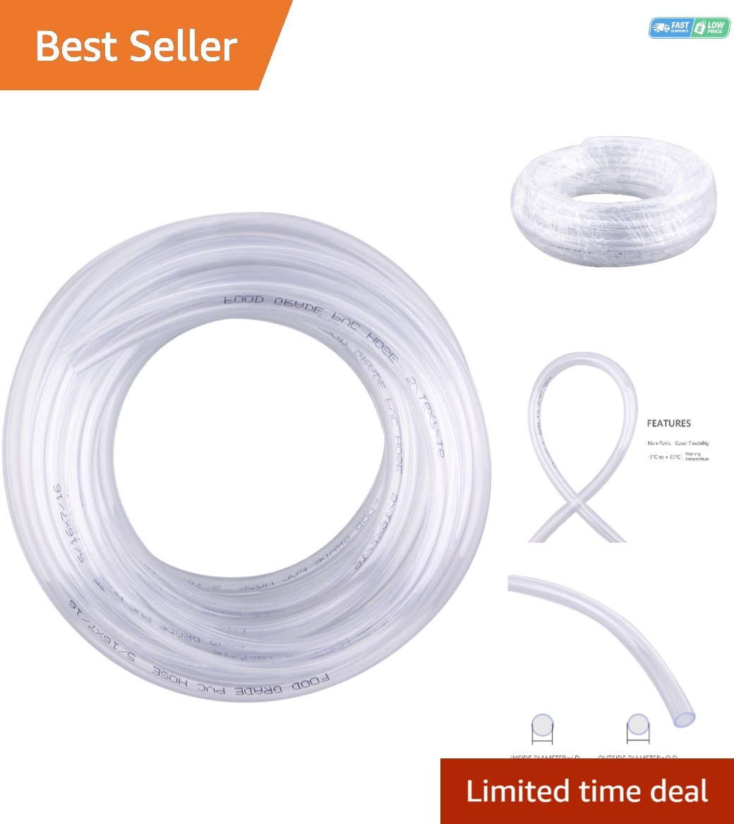 Durable Food-Grade PVC Tubing – 10 Feet 5/16″ID x 7/16″OD for Beverages