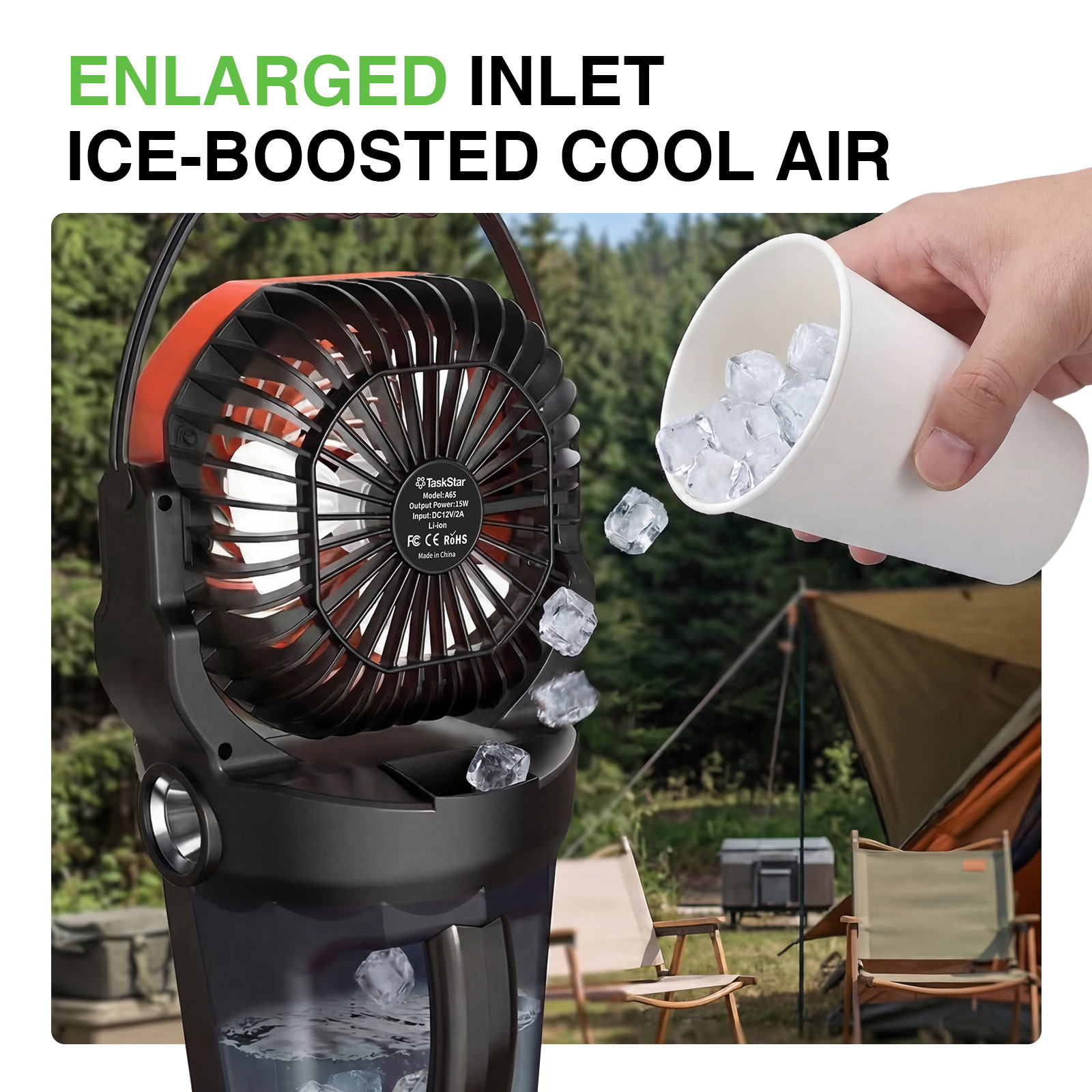 2000ml Tank Portable Misting Fan 33000mAh Rechargeable Battery Powered Cooling