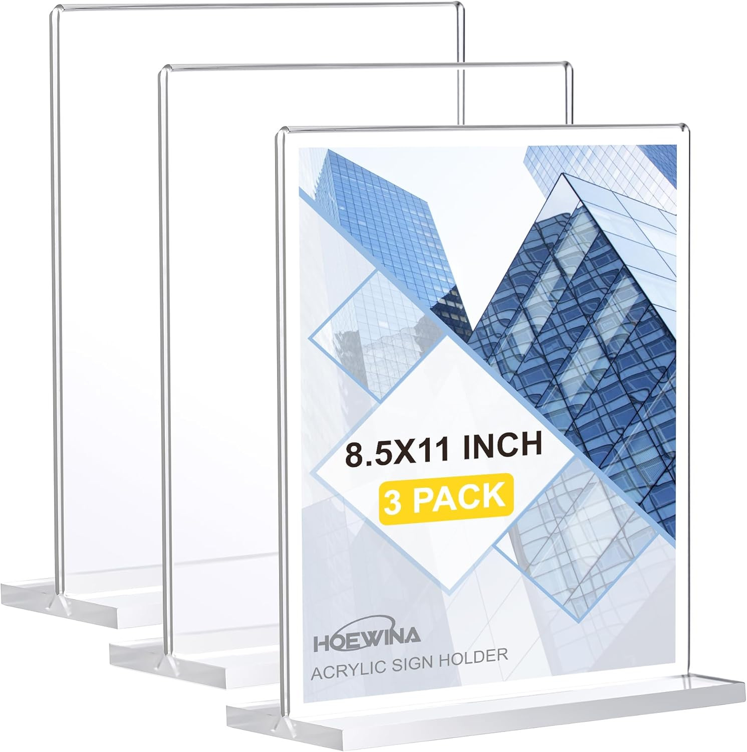 3 Pack 8.5×11 Inch Acrylic Sign Holder Clear Double Sided Display Stand