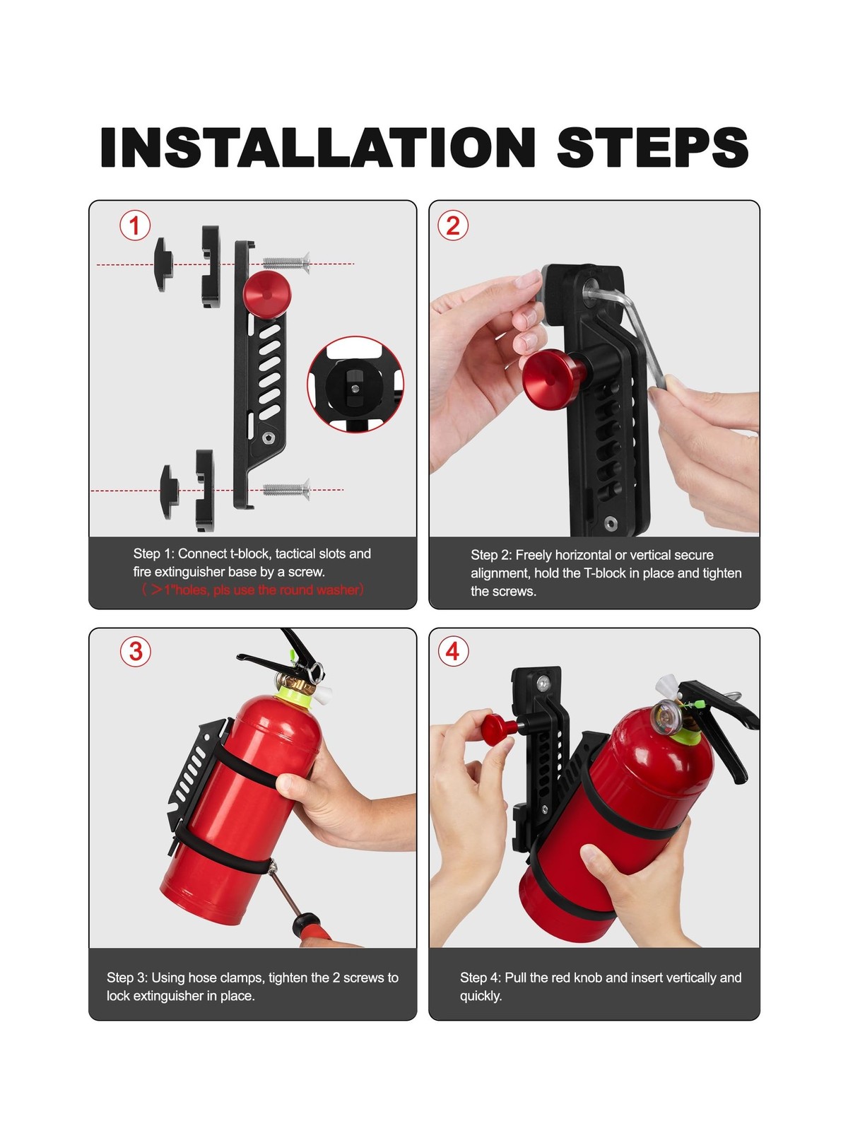 ZIDIYORUO MOLLE Panel Fire Extinguisher Mount Kit Fits 1″-2″ Ri… FAST USA SHIP