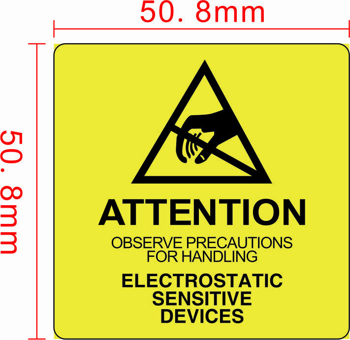 ESD 2×2 ATTENTION Electrostatic Sensitive Devices Anti Static Warning 500 Labels