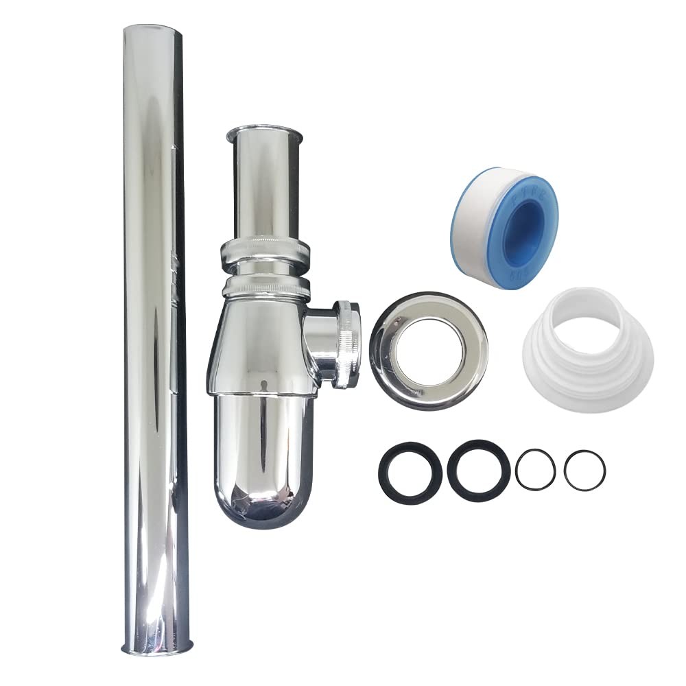 Classical Basin Bottle Trap Chrome Sink 1.25 inches x 11.61 inches,