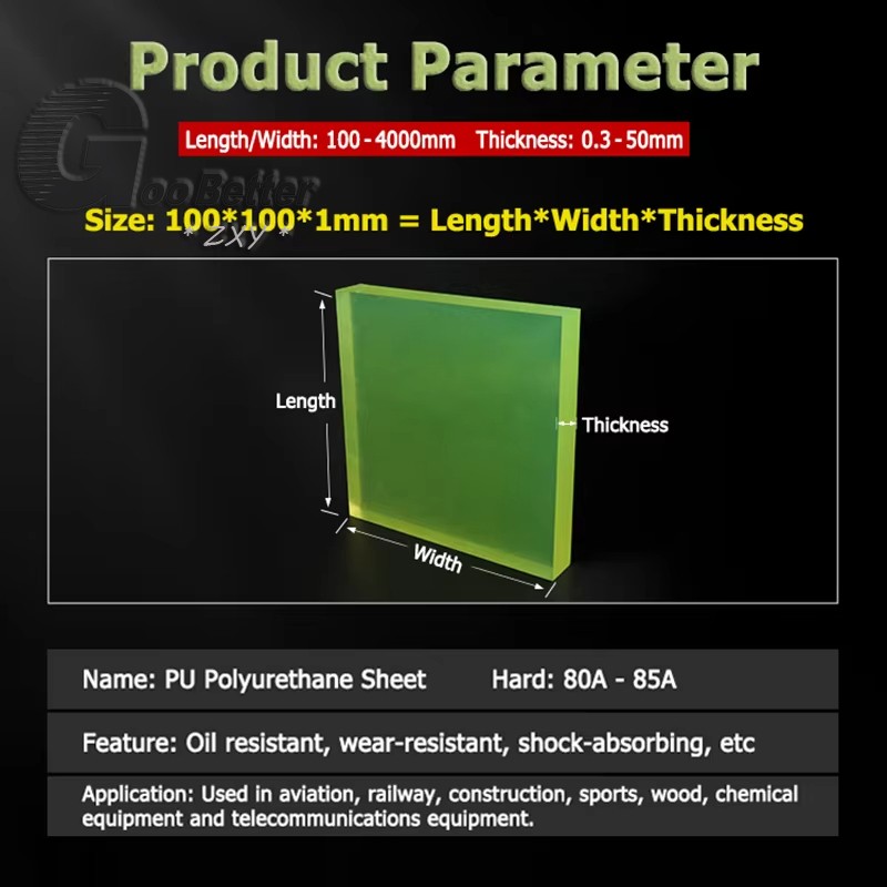 PU Rubber Sheet Polyurethane Plate Urethane Rubber Board Cushion Thick 1mm-50mm