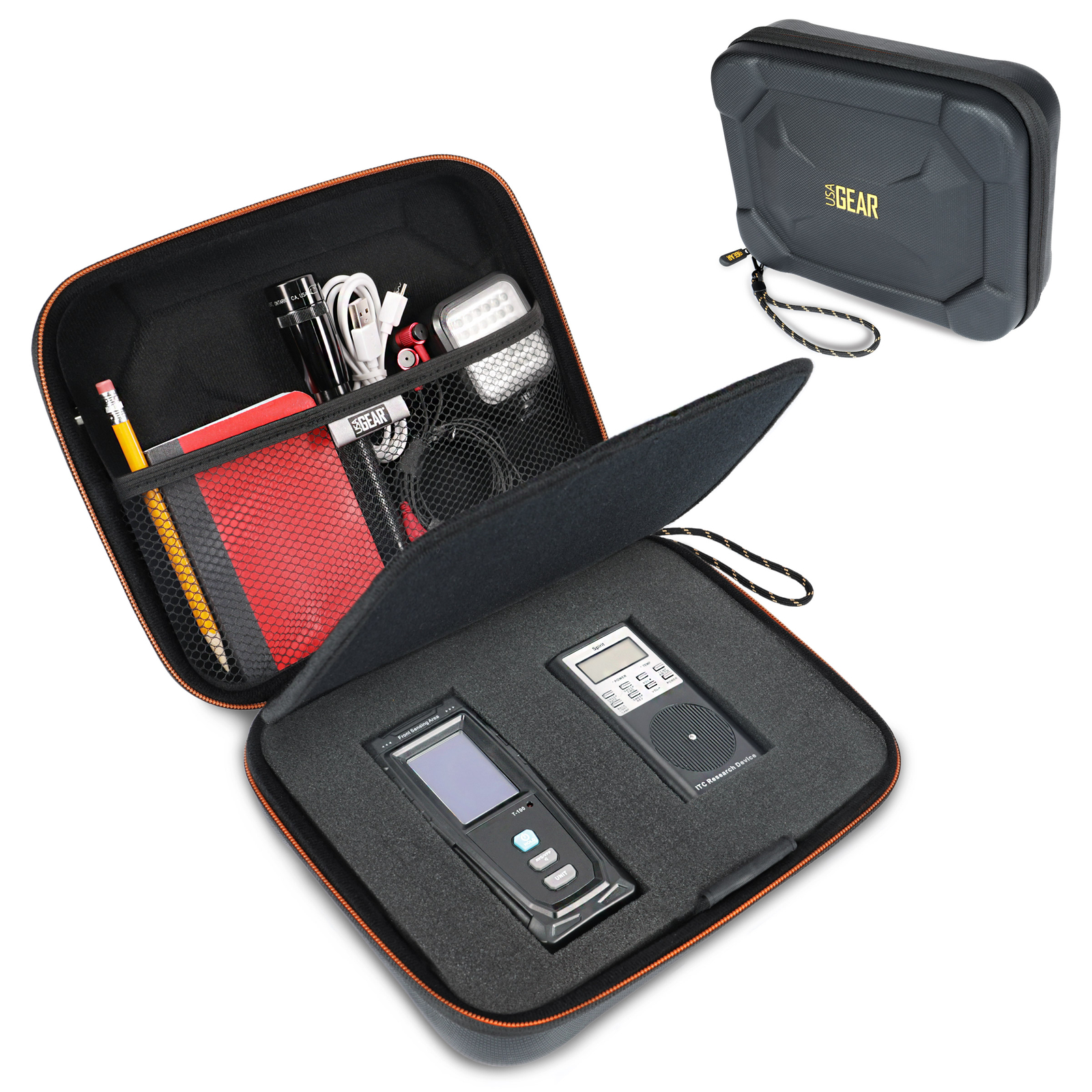 USA GEAR Ghost Hunting Equipment Case with Customizable Foam Interior