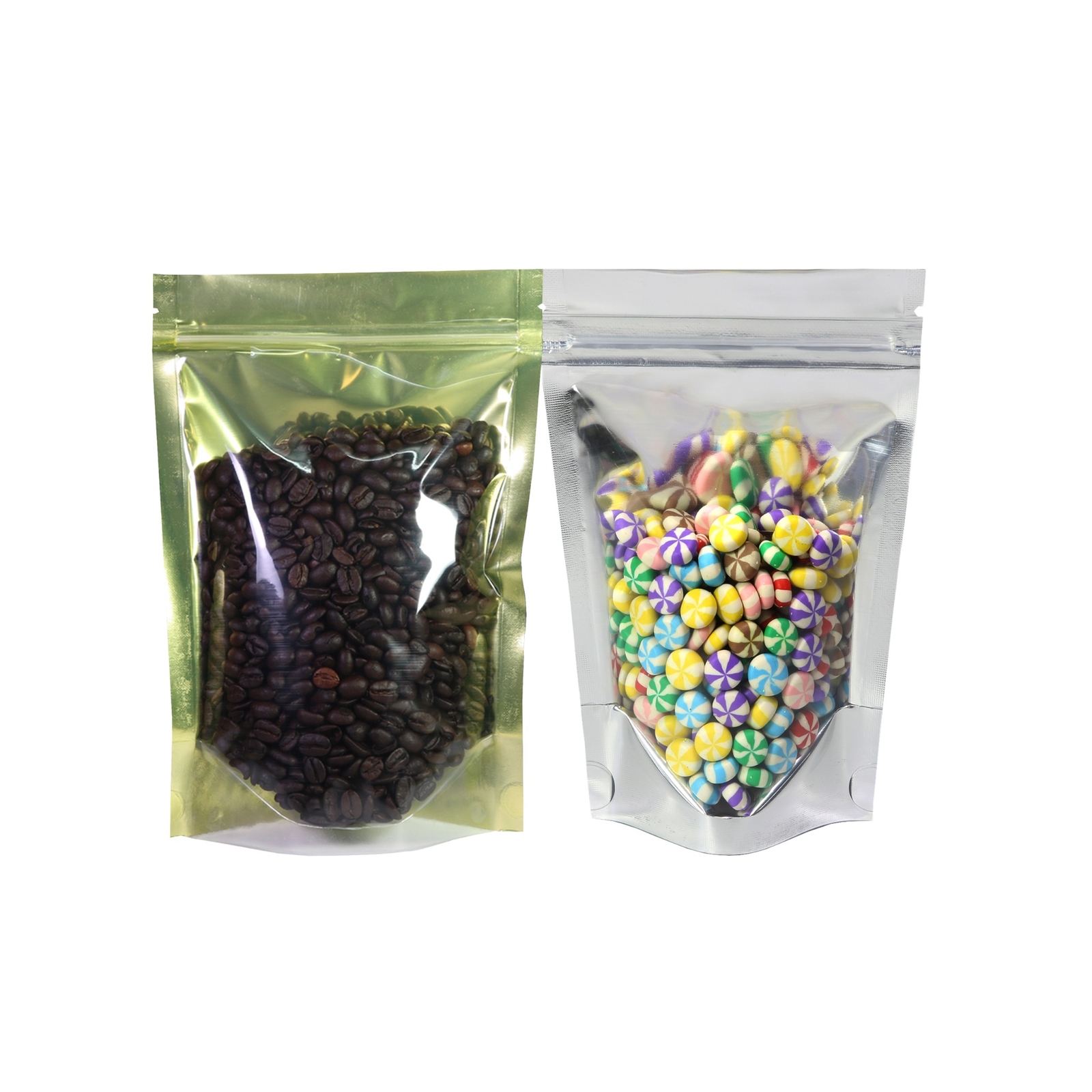 100 Colored Mylar Food Candy Zip Seal Lock Stand Up Pouch Bags with Clear Window