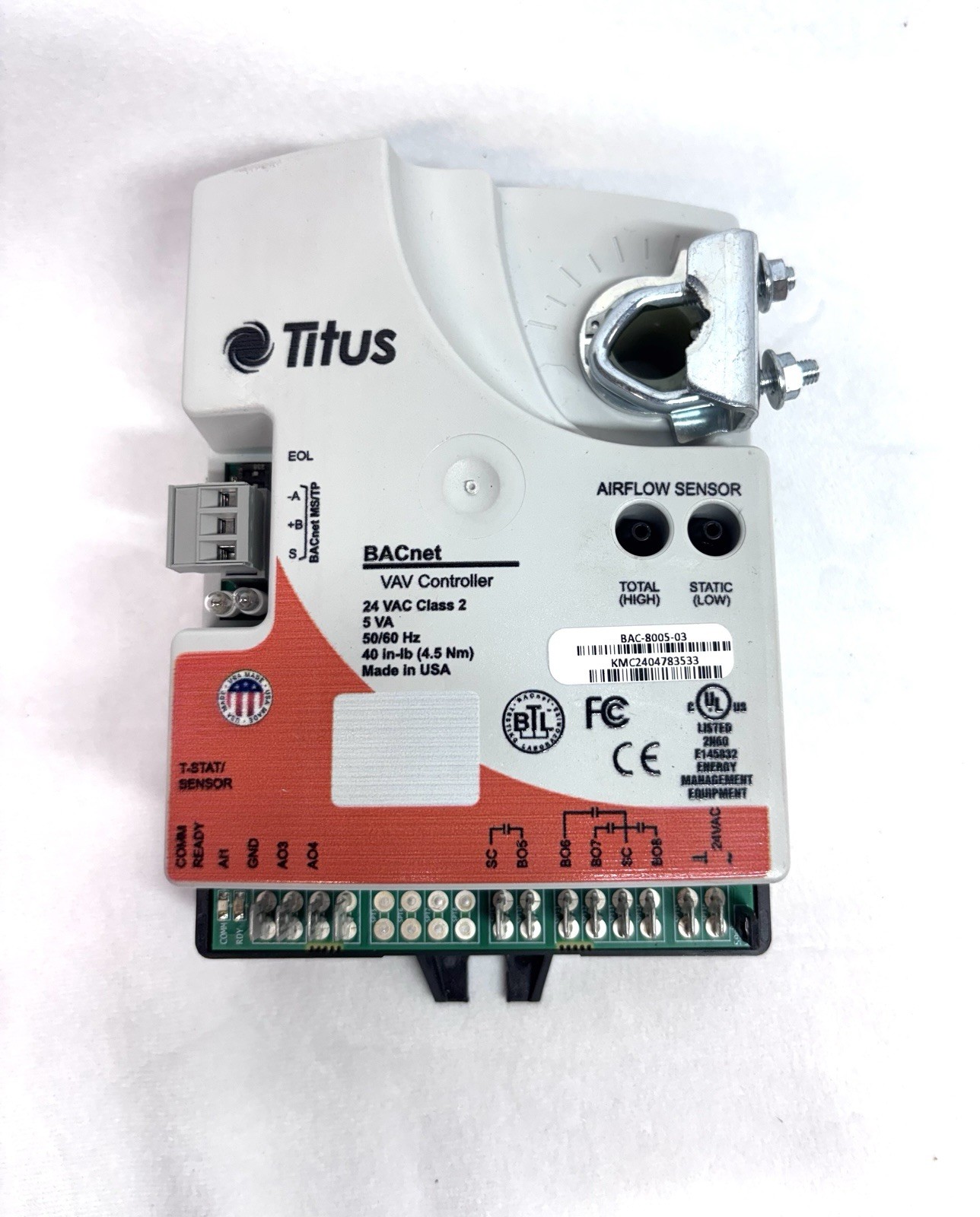 Titus BAC-8005-03 BACnet VAV Controller Actuator 40 in-lb