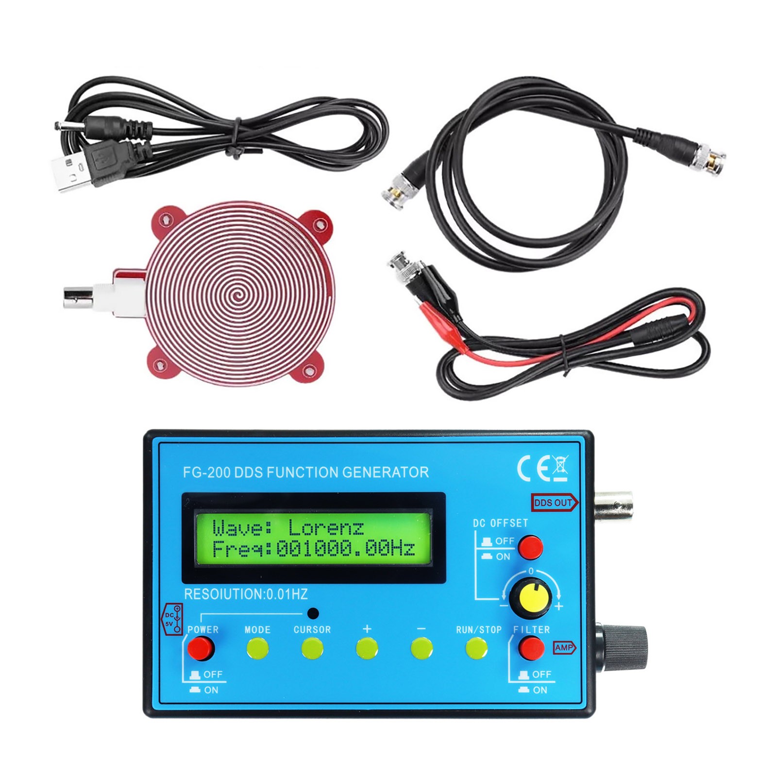 DDS Function Signal Generator 0.01Hz-500kHz LCD Display Sine Square Wave Pulse