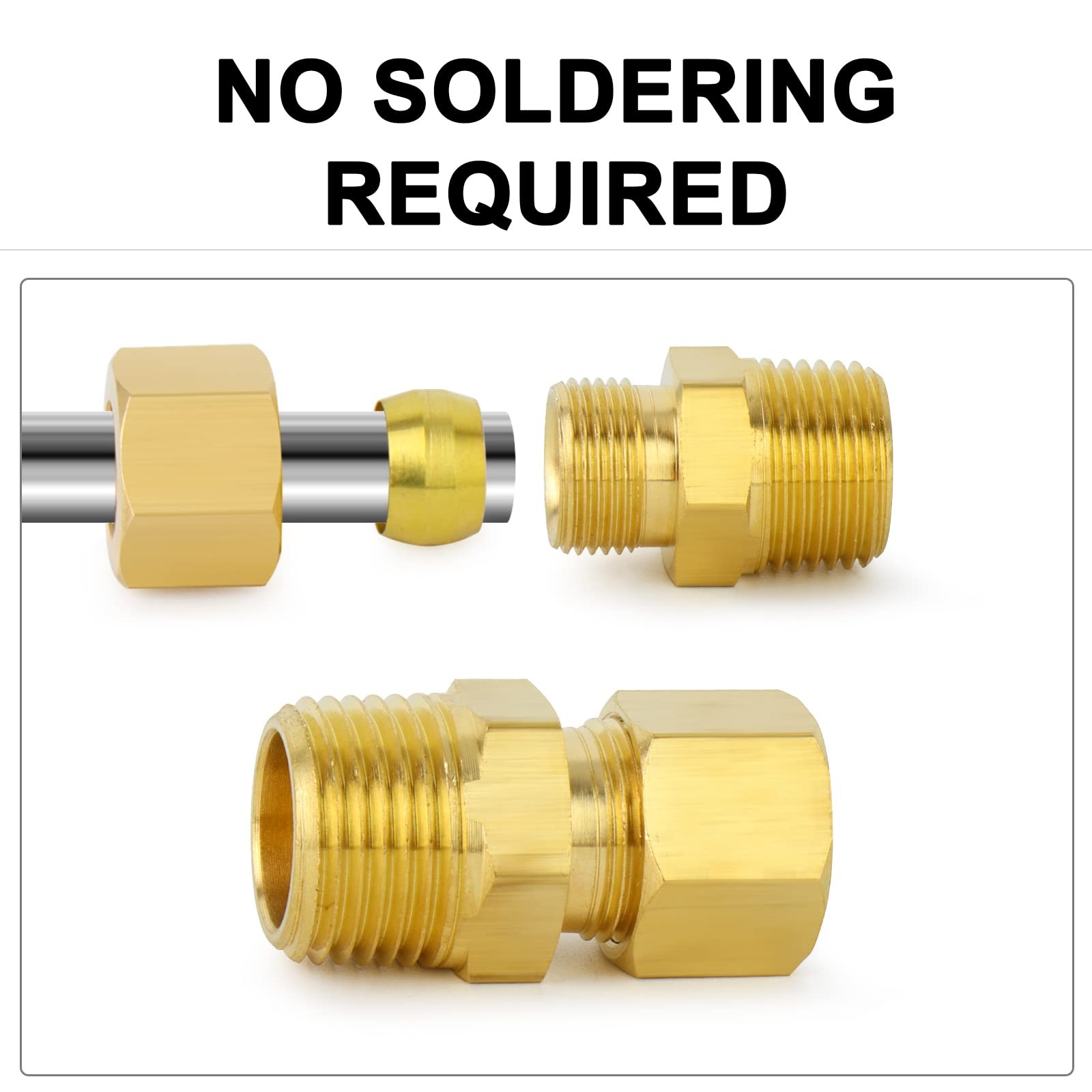 Brass Compression Tube Fitting 10-PACK 1/8 OD x 1/8 NPT Male Connector
