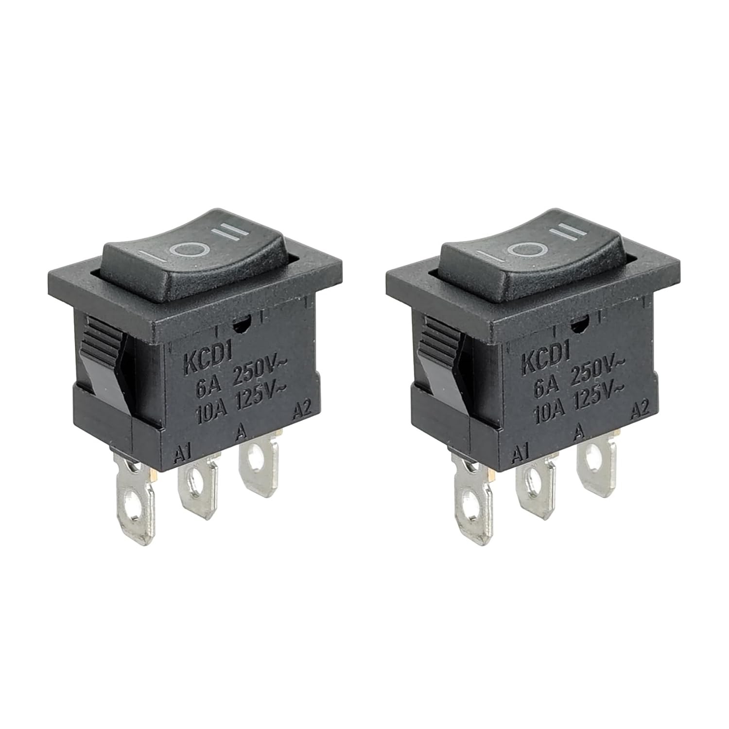 Black Rocker Switch ON-OFF-ON 6 Pin 21X15mm DPDT 6A/250VAC 10A/125VAC 2/5/10 Pc